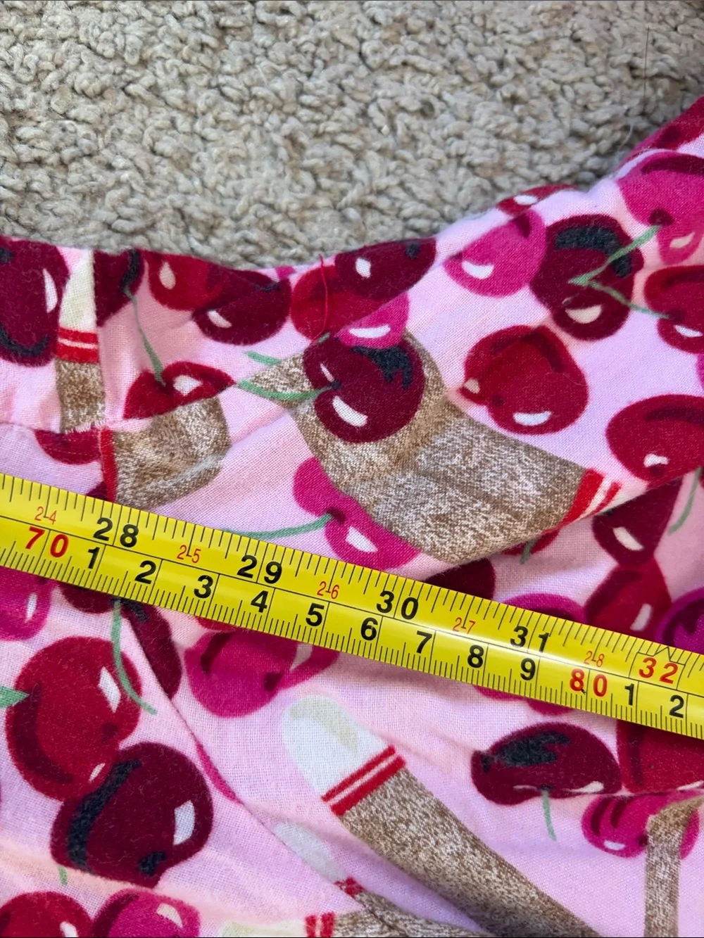 Nick & Nora Red Pink Sock Puppet Cherry Print Cotton Pajama Pants XXL Polka Dot